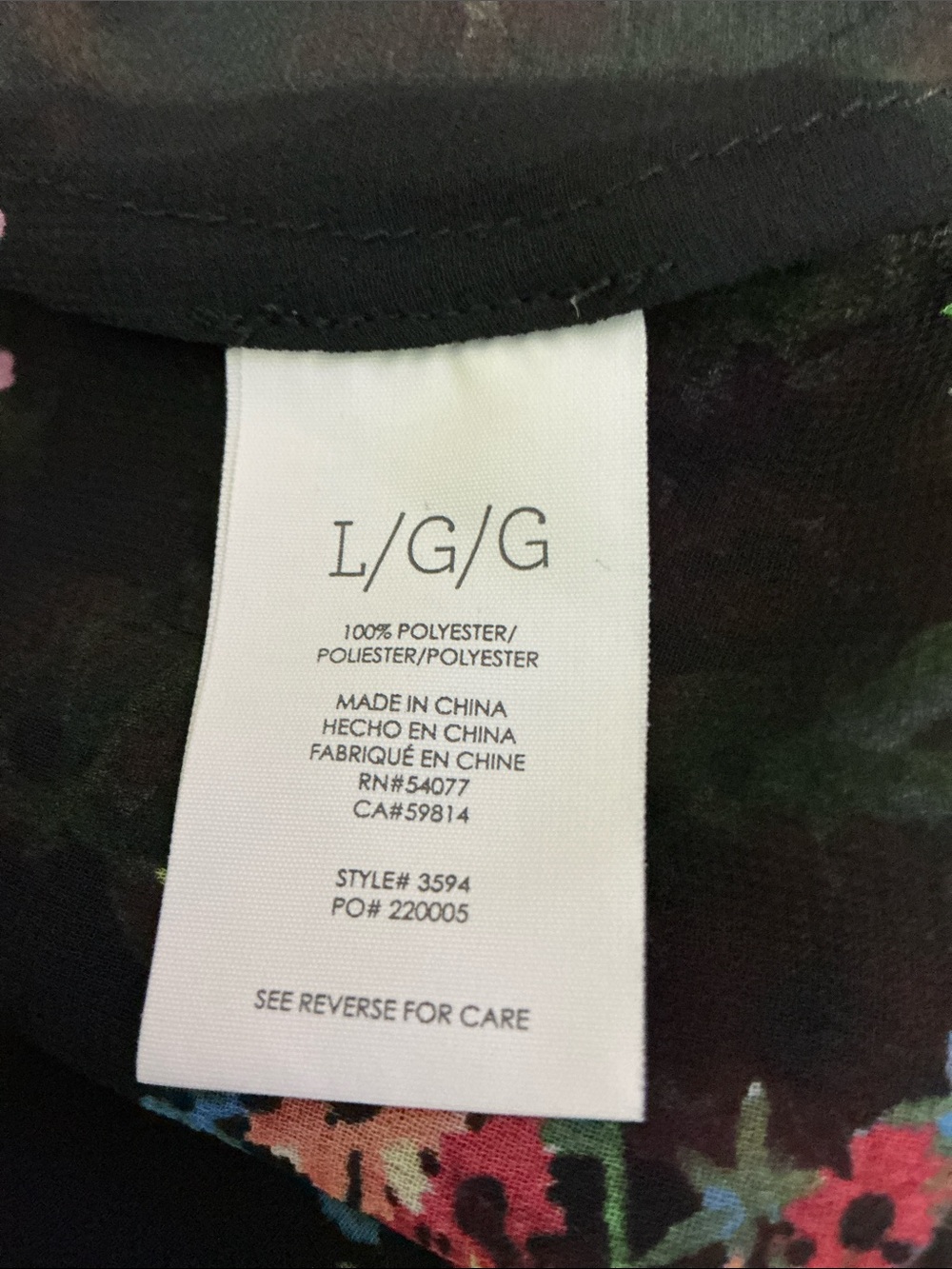 CABI Floral Sheer V-Neck Long Sleeve Blouse L 22” p2p Black NWOT - Picture 7 of 9